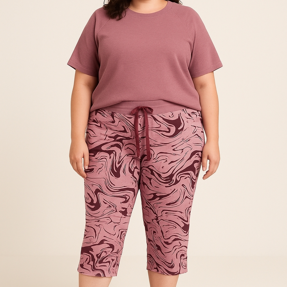 LULAROE COZY COLLECTION Size 1X  Marbled Jogger Capri Cozy